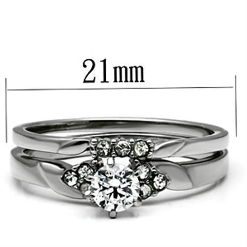 TK694 - Stainless Steel Ring High polished (no plating) Women AAA Grade CZ Clear