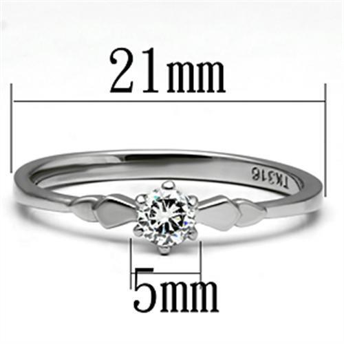 TK697 - Stainless Steel Ring High polished (no plating) Women AAA Grade CZ Clear