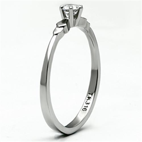 TK697 - Stainless Steel Ring High polished (no plating) Women AAA Grade CZ Clear