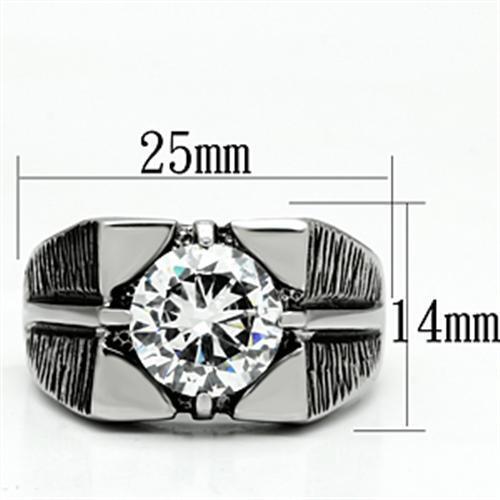 TK701 - Stainless Steel Ring High polished (no plating) Men AAA Grade CZ Clear