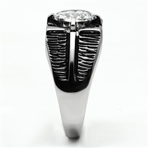 TK701 - Stainless Steel Ring High polished (no plating) Men AAA Grade CZ Clear