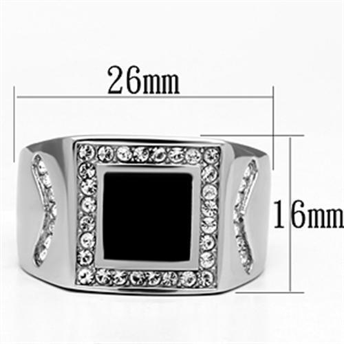 TK702 - Stainless Steel Ring High polished (no plating) Men Top Grade Crystal Clear