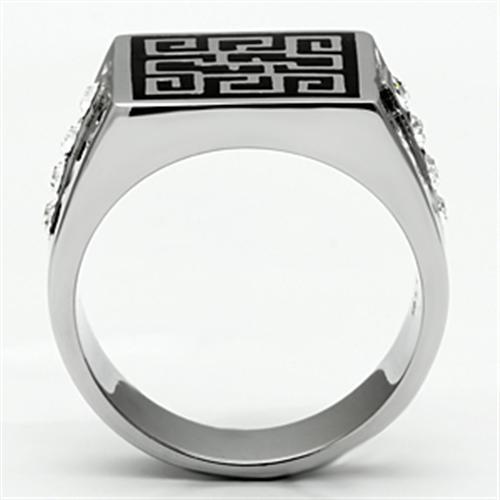 TK703 - Stainless Steel Ring High polished (no plating) Men Top Grade Crystal Clear