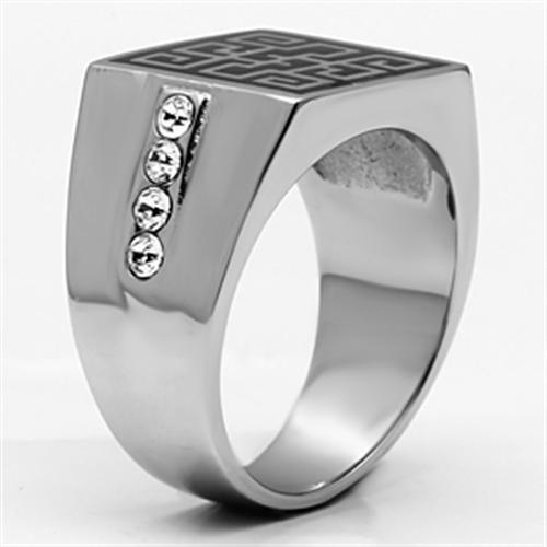 TK703 - Stainless Steel Ring High polished (no plating) Men Top Grade Crystal Clear