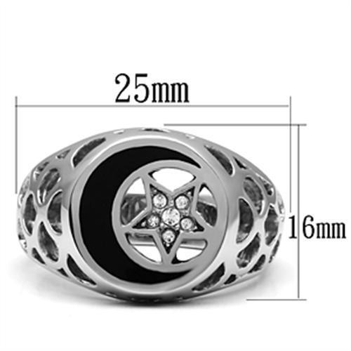 TK706 - Stainless Steel Ring High polished (no plating) Men Top Grade Crystal Clear