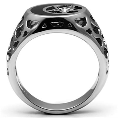 TK706 - Stainless Steel Ring High polished (no plating) Men Top Grade Crystal Clear