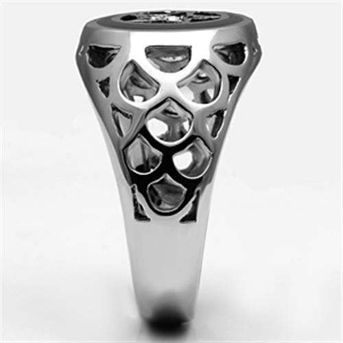 TK706 - Stainless Steel Ring High polished (no plating) Men Top Grade Crystal Clear