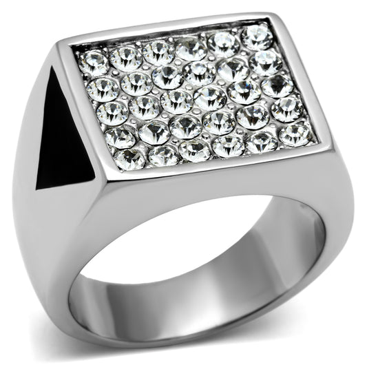 TK707 - Stainless Steel Ring High polished (no plating) Men Top Grade Crystal Clear