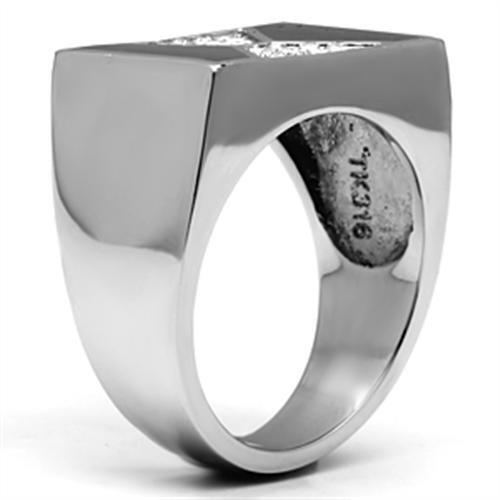 TK708 - Stainless Steel Ring High polished (no plating) Men Top Grade Crystal Clear