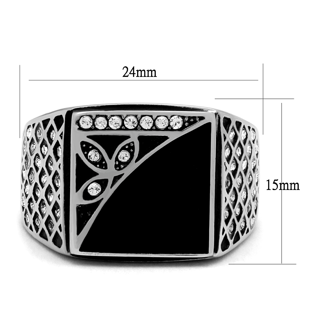 TK711 - Stainless Steel Ring High polished (no plating) Men Top Grade Crystal Clear