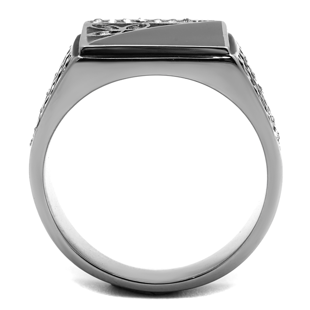 TK711 - Stainless Steel Ring High polished (no plating) Men Top Grade Crystal Clear