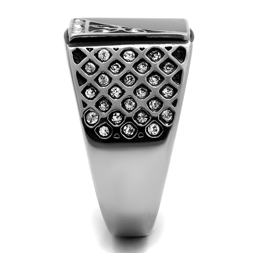 TK711 - Stainless Steel Ring High polished (no plating) Men Top Grade Crystal Clear