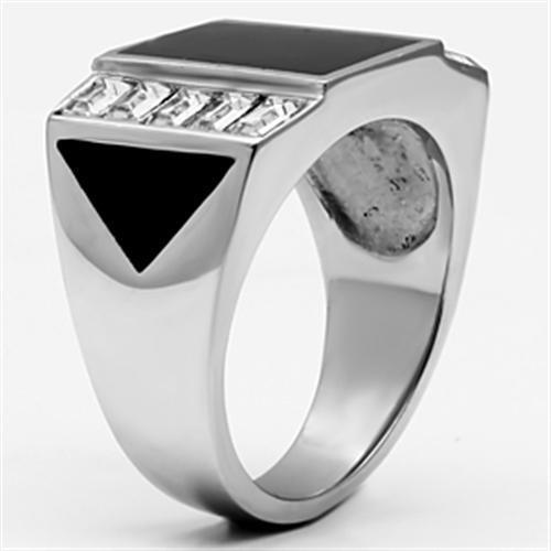 TK712 - Stainless Steel Ring High polished (no plating) Men Top Grade Crystal Clear