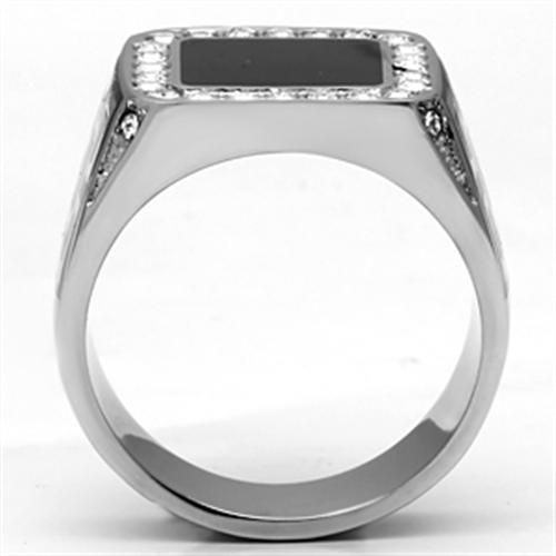 TK713 - Stainless Steel Ring High polished (no plating) Men Top Grade Crystal Clear