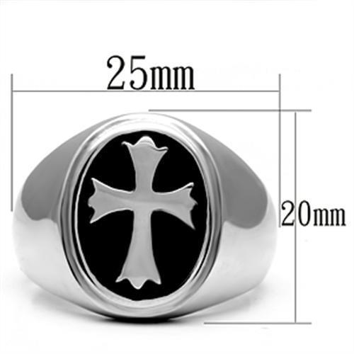 TK714 - Stainless Steel Ring High polished (no plating) Men Epoxy Jet