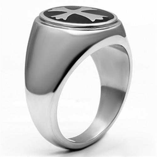 TK714 - Stainless Steel Ring High polished (no plating) Men Epoxy Jet