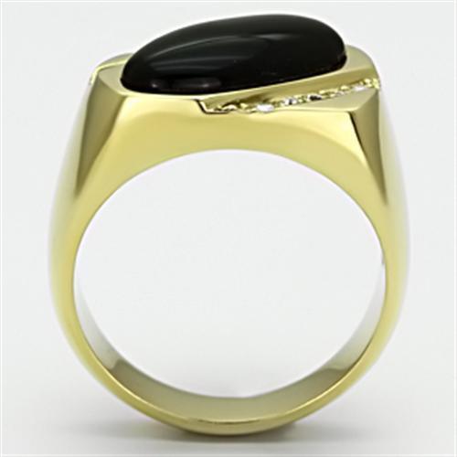 TK716 - Stainless Steel Ring IP Gold(Ion Plating) Men Semi-Precious Jet