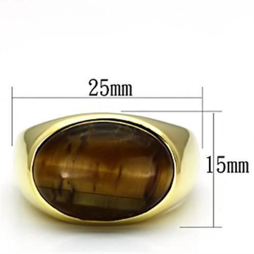 TK718 - Stainless Steel Ring IP Gold(Ion Plating) Men Synthetic Topaz