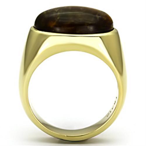 TK718 - Stainless Steel Ring IP Gold(Ion Plating) Men Synthetic Topaz