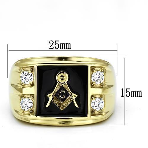 TK719 - Stainless Steel Ring IP Gold(Ion Plating) Men AAA Grade CZ Clear