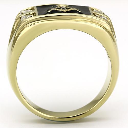 TK719 - Stainless Steel Ring IP Gold(Ion Plating) Men AAA Grade CZ Clear