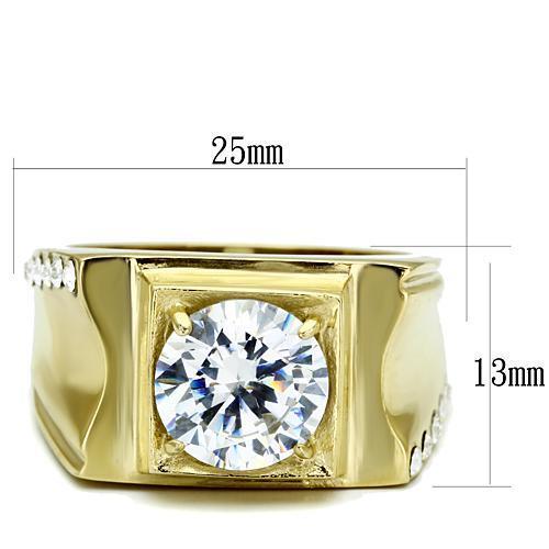 TK721 - Stainless Steel Ring IP Gold(Ion Plating) Men AAA Grade CZ Clear