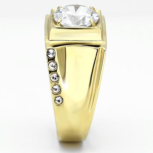 TK721 - Stainless Steel Ring IP Gold(Ion Plating) Men AAA Grade CZ Clear