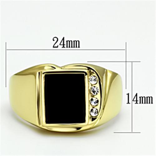 TK722 - Stainless Steel Ring IP Gold(Ion Plating) Men Semi-Precious Jet