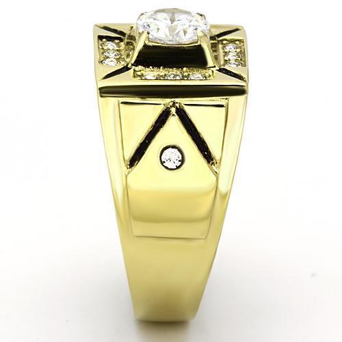 TK723 - Stainless Steel Ring IP Gold(Ion Plating) Men AAA Grade CZ Clear