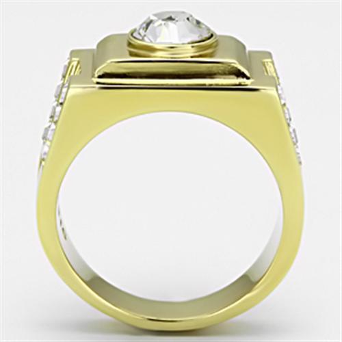 TK725 - Stainless Steel Ring IP Gold(Ion Plating) Men Top Grade Crystal Clear