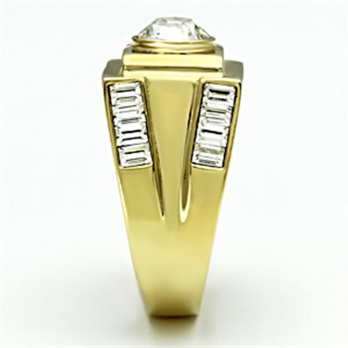 TK725 - Stainless Steel Ring IP Gold(Ion Plating) Men Top Grade Crystal Clear