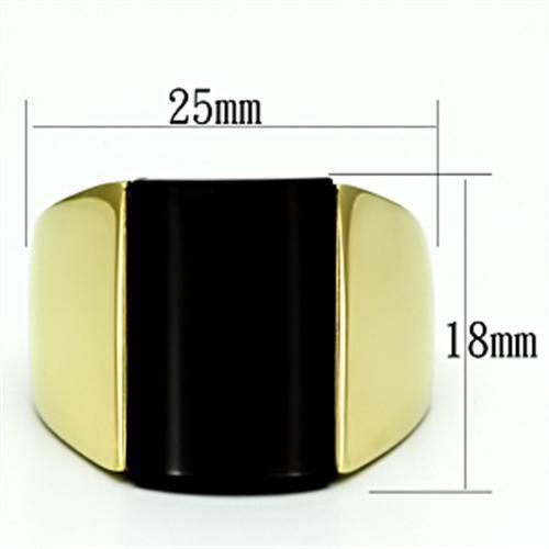 TK726 - Stainless Steel Ring IP Gold(Ion Plating) Men Semi-Precious Jet