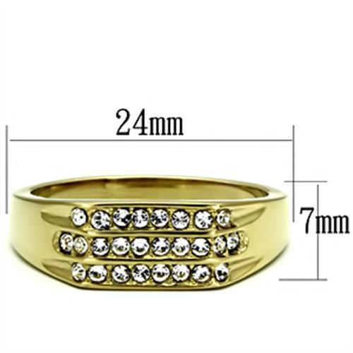 TK727 - Stainless Steel Ring IP Gold(Ion Plating) Men Top Grade Crystal Clear