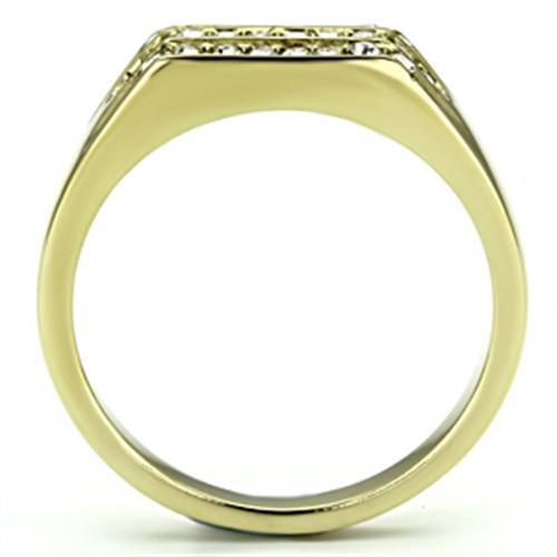 TK727 - Stainless Steel Ring IP Gold(Ion Plating) Men Top Grade Crystal Clear