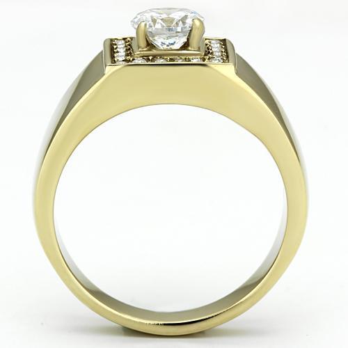 TK728 - Stainless Steel Ring IP Gold(Ion Plating) Men AAA Grade CZ Clear