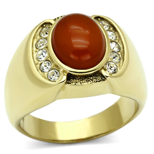 TK729 - Stainless Steel Ring IP Gold(Ion Plating) Men Semi-Precious Siam