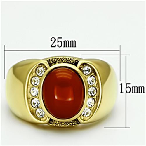 TK729 - Stainless Steel Ring IP Gold(Ion Plating) Men Semi-Precious Siam