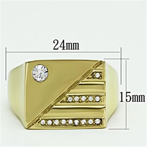 TK731 - Stainless Steel Ring IP Gold(Ion Plating) Men Top Grade Crystal Clear