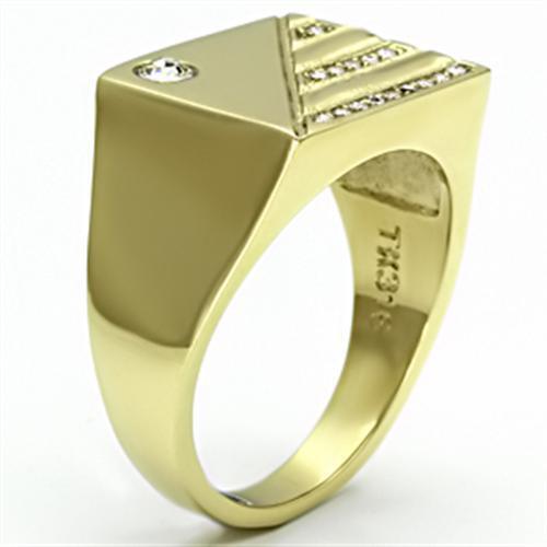 TK731 - Stainless Steel Ring IP Gold(Ion Plating) Men Top Grade Crystal Clear