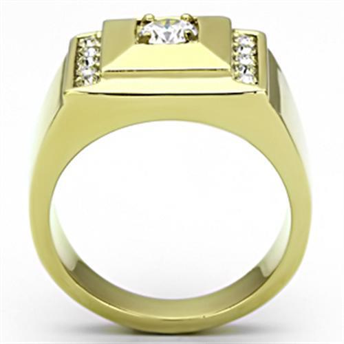 TK732 - Stainless Steel Ring IP Gold(Ion Plating) Men AAA Grade CZ Clear