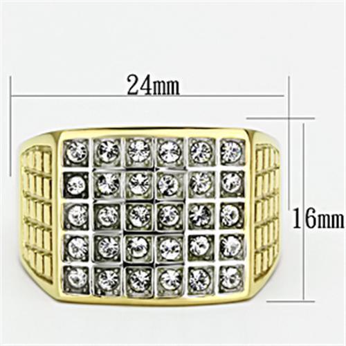 TK734 - Stainless Steel Ring Two-Tone IP Gold (Ion Plating) Men Top Grade Crystal Clear