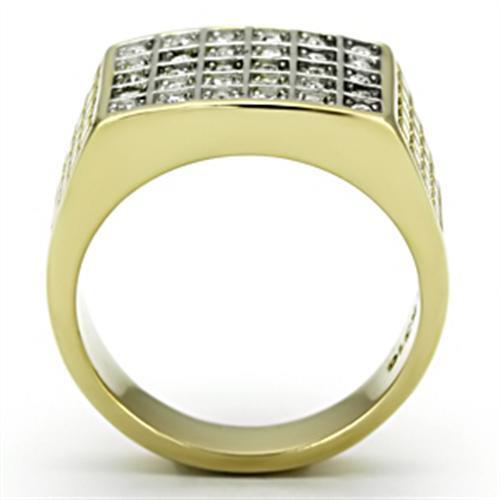 TK734 - Stainless Steel Ring Two-Tone IP Gold (Ion Plating) Men Top Grade Crystal Clear