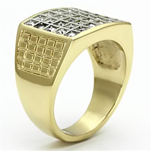 TK734 - Stainless Steel Ring Two-Tone IP Gold (Ion Plating) Men Top Grade Crystal Clear