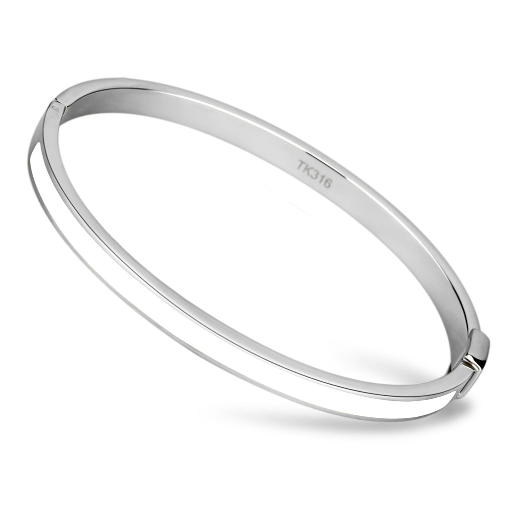 TK740 - Stainless Steel Bangle High polished (no plating) Women Epoxy White