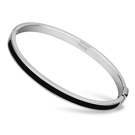 TK741 - Stainless Steel Bangle High polished (no plating) Women Epoxy Jet