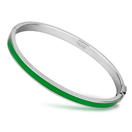 TK745 - Stainless Steel Bangle High polished (no plating) Women Epoxy Emerald