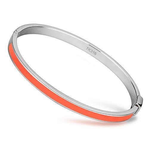 TK748 - Stainless Steel Bangle High polished (no plating) Women Epoxy Orange