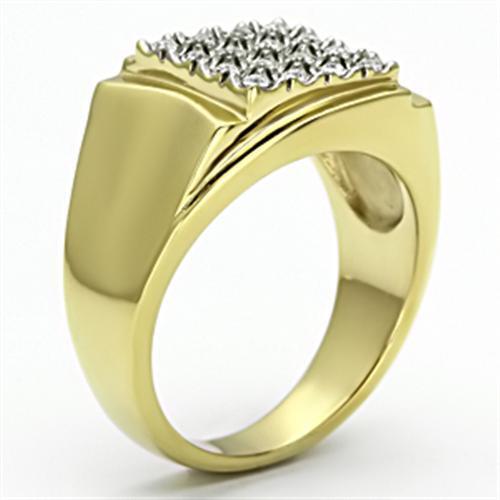 TK751 - Stainless Steel Ring Two-Tone IP Gold (Ion Plating) Men Top Grade Crystal Clear