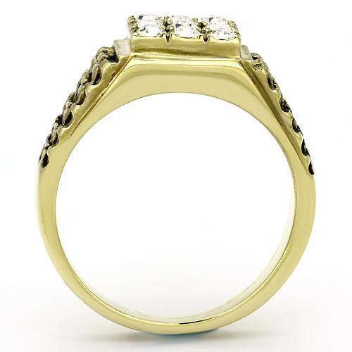 TK765 - Stainless Steel Ring IP Gold(Ion Plating) Men Top Grade Crystal Clear