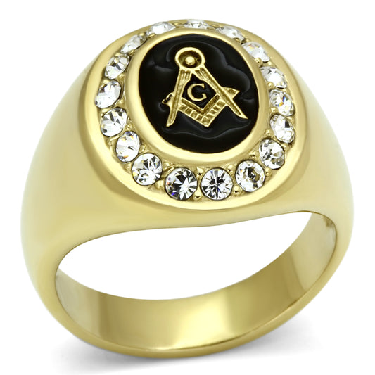 TK766 - Stainless Steel Ring IP Gold(Ion Plating) Men Top Grade Crystal Clear